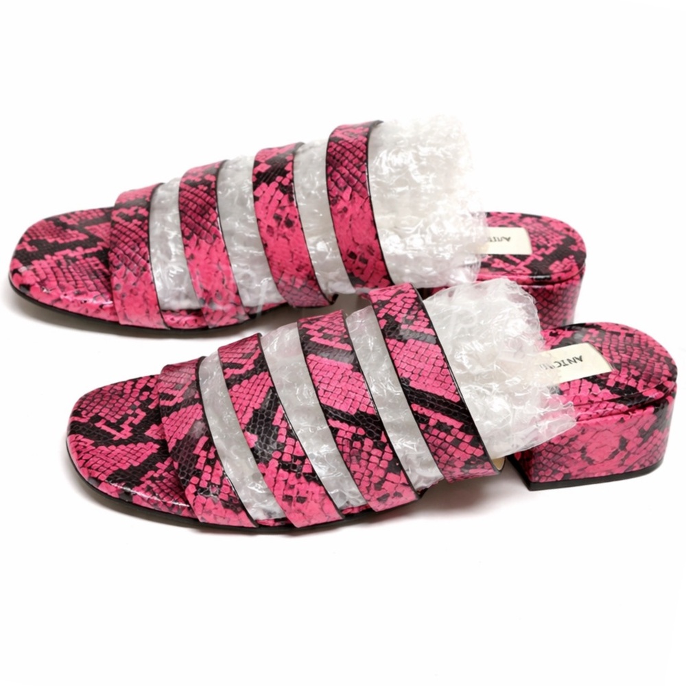 Antonio Melani Merced Pink Snakeskin Multi Strap Slide Sandals - Picture 4 of 8